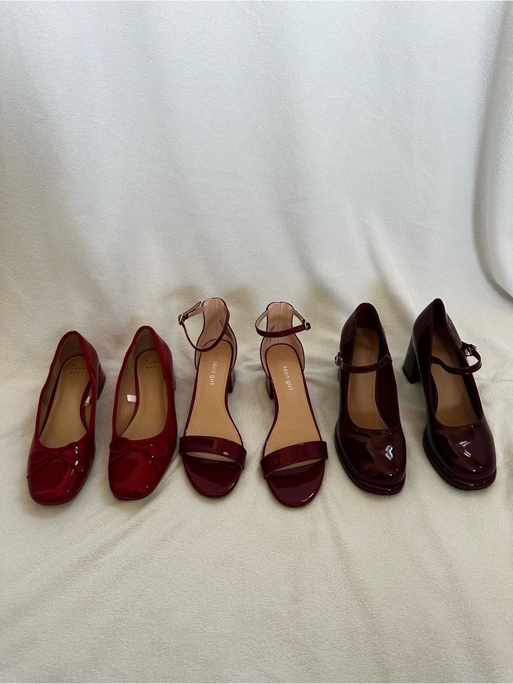 Women’s Three Red Leather Heels and Flats